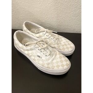 VANS Checkered Lace Up Doheny Sneakers White Gray Size Men's 7 Women's 8.5 Shoes